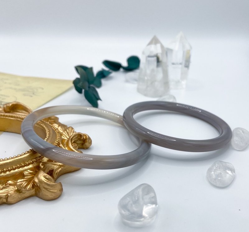 叮当镯│奶奶灰玛瑙│气质小细圆条54口/57口x送礼 - 耳环/耳夹 - 半宝石 灰色