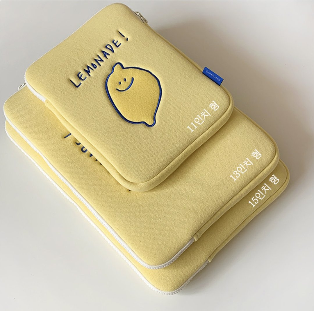 【现货】Lemonade Pouch 11/12.9/13/15寸 平板电脑保护套 - 电脑包 - 棉．麻 黄色