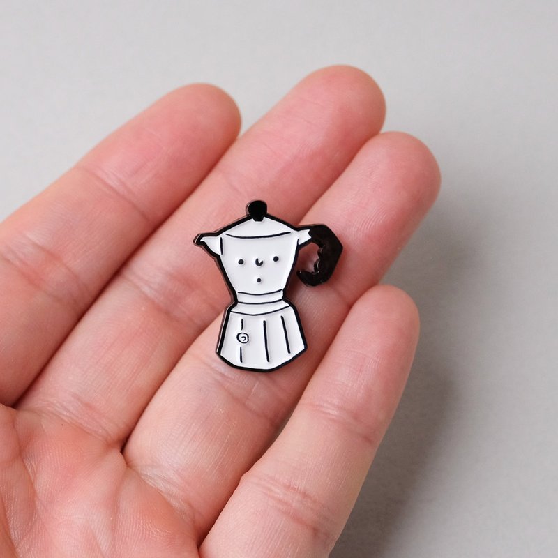 造型金属徽章 - 摩卡壶 - 徽章/别针 - 塑料 白色