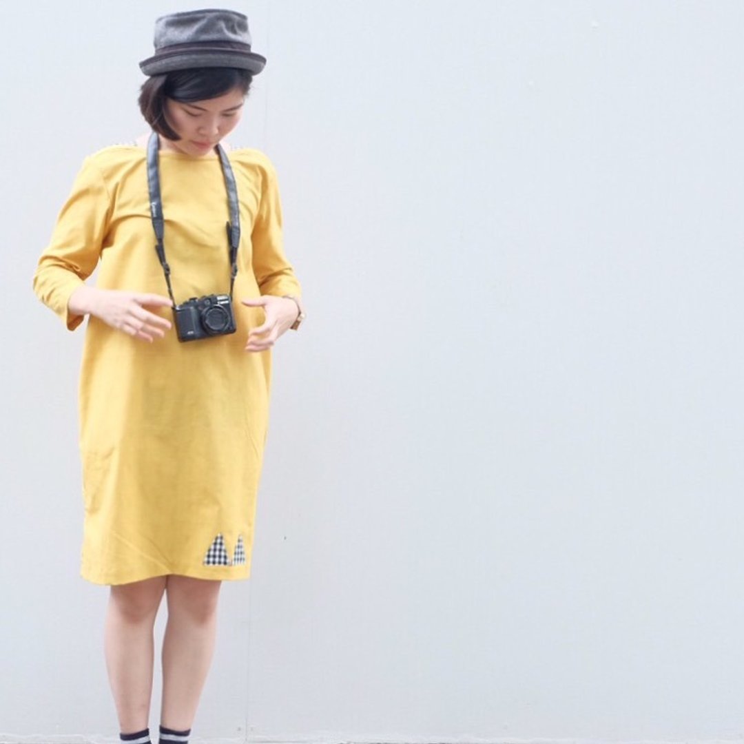Kimiko Dress - 洋装/连衣裙 - 棉 橘色