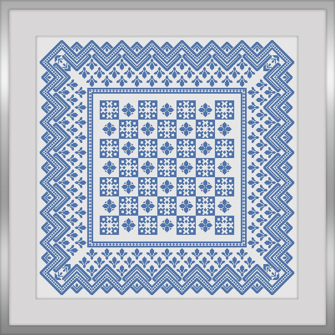 Sampler #19 Cross Stitch Pattern PDF. Geometric Cross Stitch. Monochrome pattern - 编织/刺绣/羊毛毡/裁缝 - 绣线 