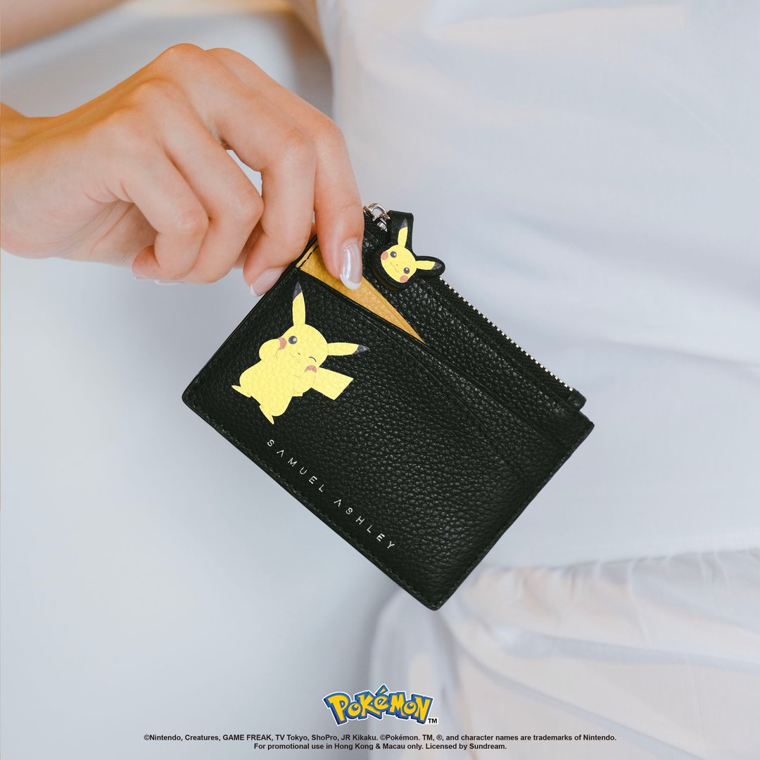 【宝可梦特别版系列】Pokémon皮革钥匙零钱包 黑色 Pikachu - 零钱包 - 真皮 黑色