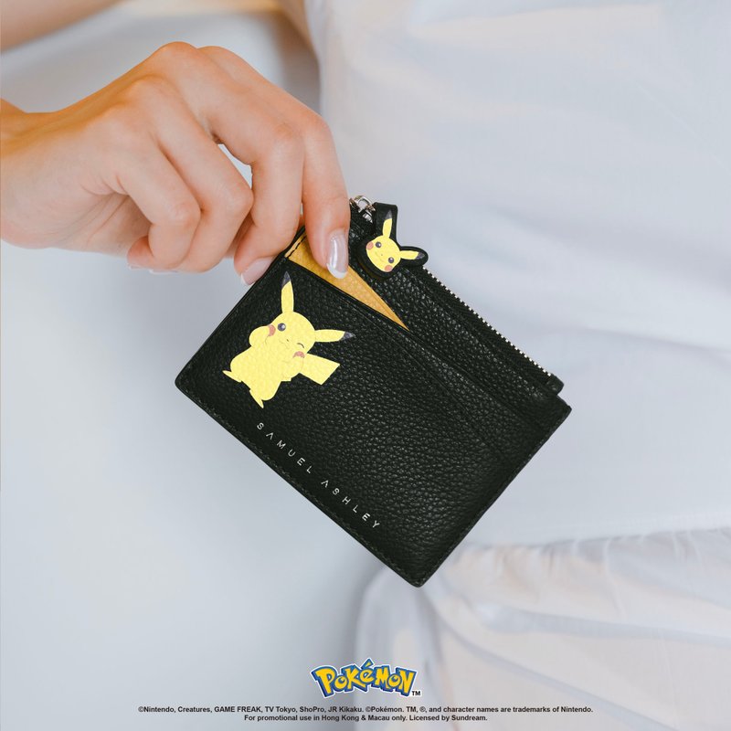 【只限预购 1月底到货】Pokémon皮革钥匙零钱包 黑色 Pikachu - 零钱包 - 真皮 黑色