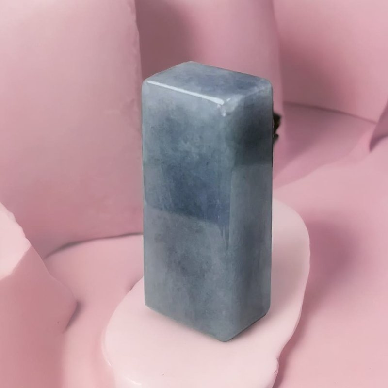 飘乌鸡翡翠印章 | 天然缅甸玉A货翡翠 | 送礼 - 印章/印台 - 玉石 灰色