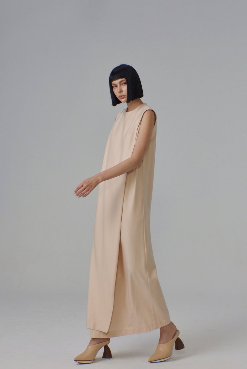 粉色鸡眼长洋装 - 洋装/连衣裙 - 羊毛 粉红色