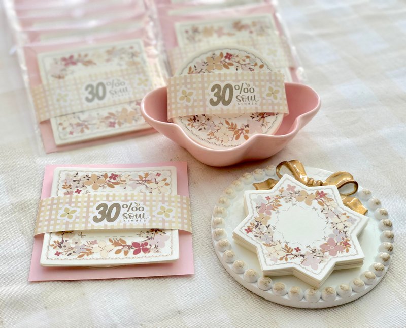 30%异形便签  道林纸 花卉 复古森系 碎花便利贴 混30枚/包 - 纸胶带 - 纸 多色