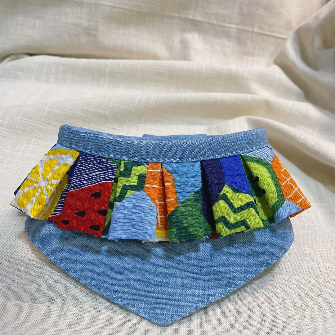 发裁手作。Facai Handmade 宠物领巾 毛孩玛格领_牛仔爱水果 - 项圈/牵绳 - 棉 咖啡色