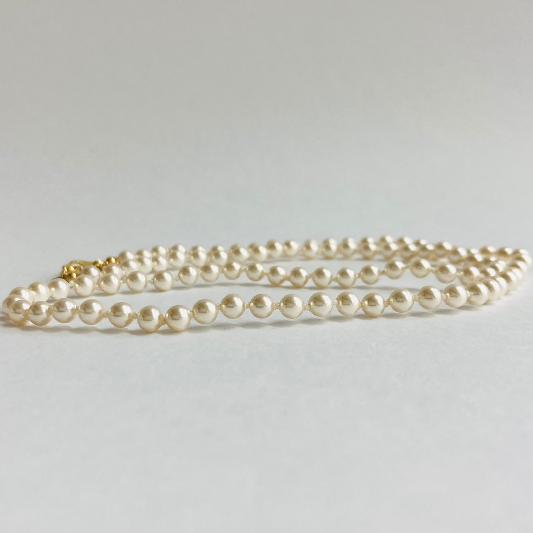 贝壳宝宝珍珠绑珠项链/4mm约50cm/白米色/G/日本制造 - 项链 - 贝壳 金色