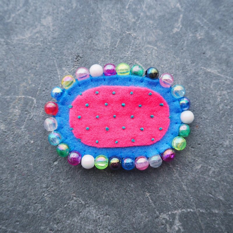 毛毡胸针 microcosmos015 - 胸针 - 羊毛 粉红色