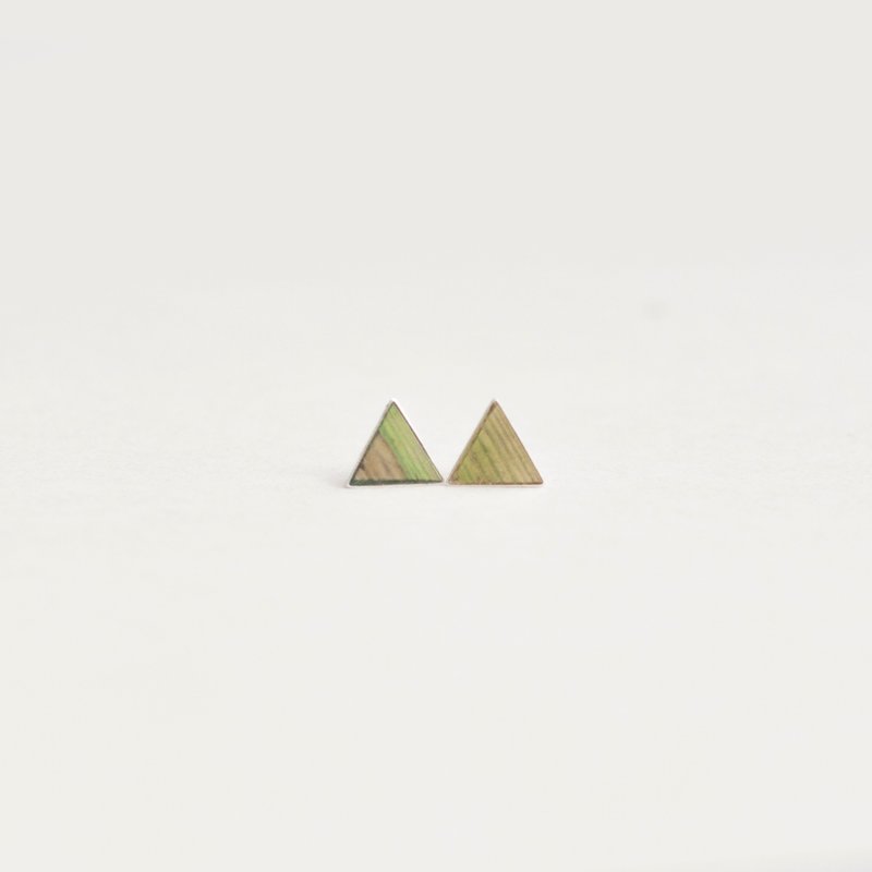耳钉 竹叶 925银7.5MM - 耳环/耳夹 - 其他金属 绿色