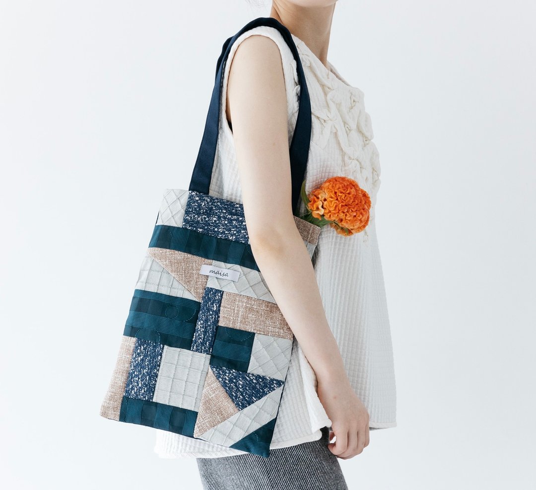 Patchwork Tote Bag 03 - 手提包/手提袋 - 羊毛 蓝色