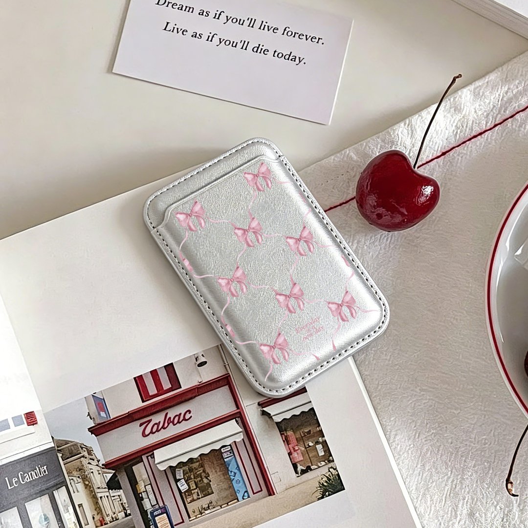 MagSafe 磁吸手机卡套【Darling Dusk Ribbon Bows#PINK】 - 手机壳/手机套 - 其他材质 
