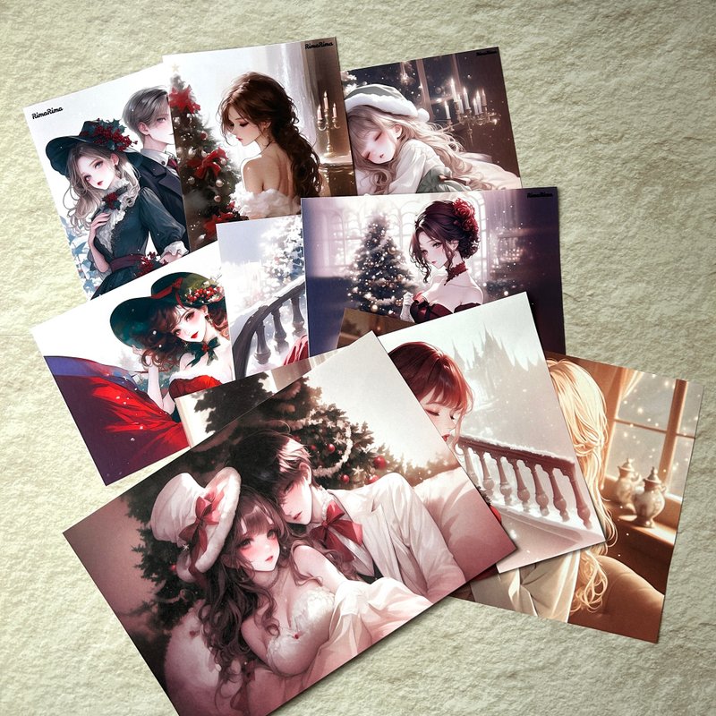 RimaRima原创 全套组合 圣诞经典女孩 贴纸 设计纸 Christmas classic girl 〜りまりま - 卡片/明信片 - 纸 