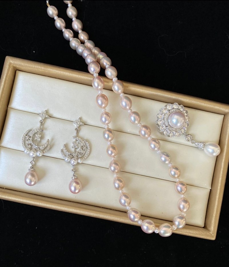 YuanPearl天然法式巴洛克星月设计珍珠耳饰s925银耳饰珍珠手工 - 耳环/耳夹 - 珍珠 白色