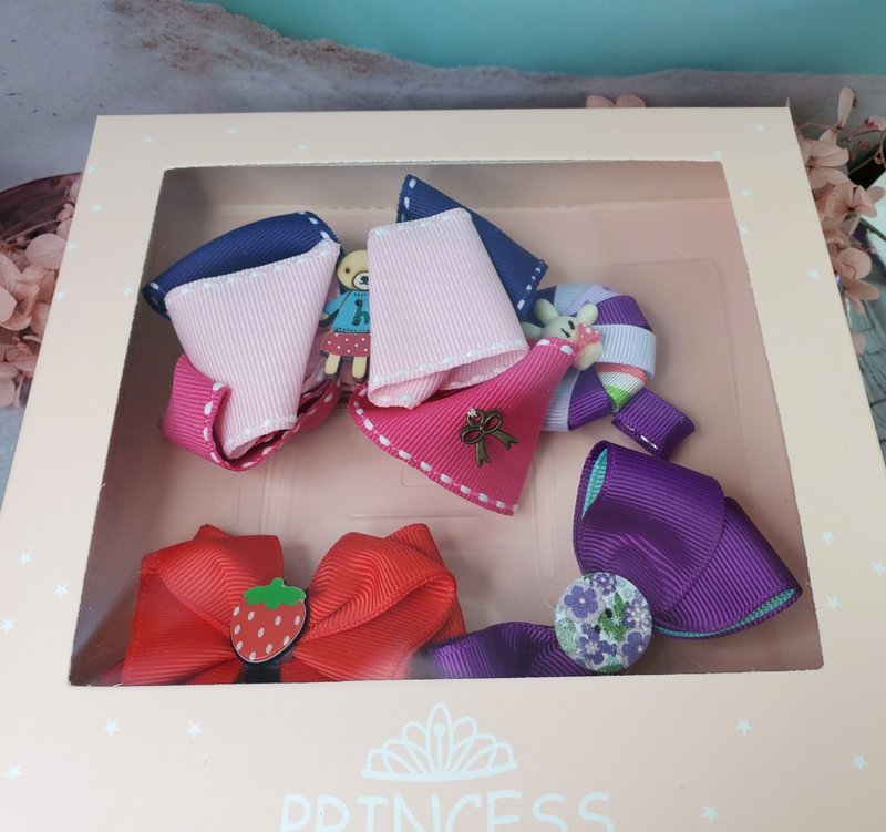 蝴蝶结缎带控 儿童发饰四件组 - 发饰 - 聚酯纤维 多色