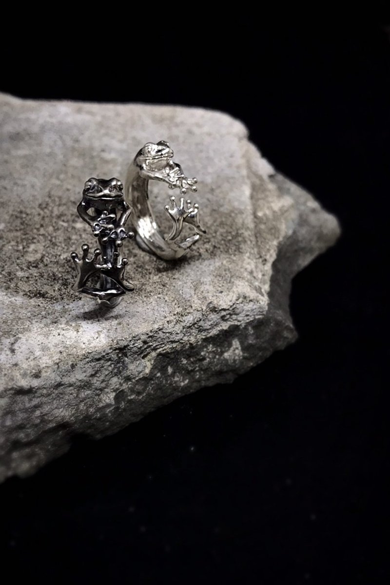 生物学/Anura无尾目 925纯银 - 戒指 - 纯银 黑色