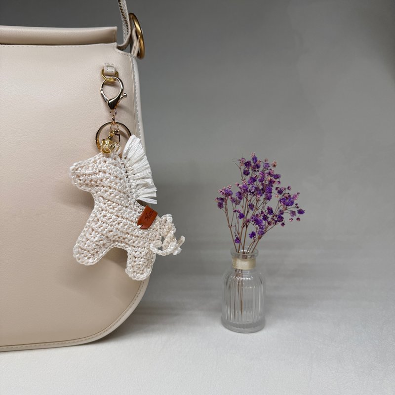 手工编织 皇冠卷尾小马钥匙圈 新色 - 吊饰 - 其他材质 多色