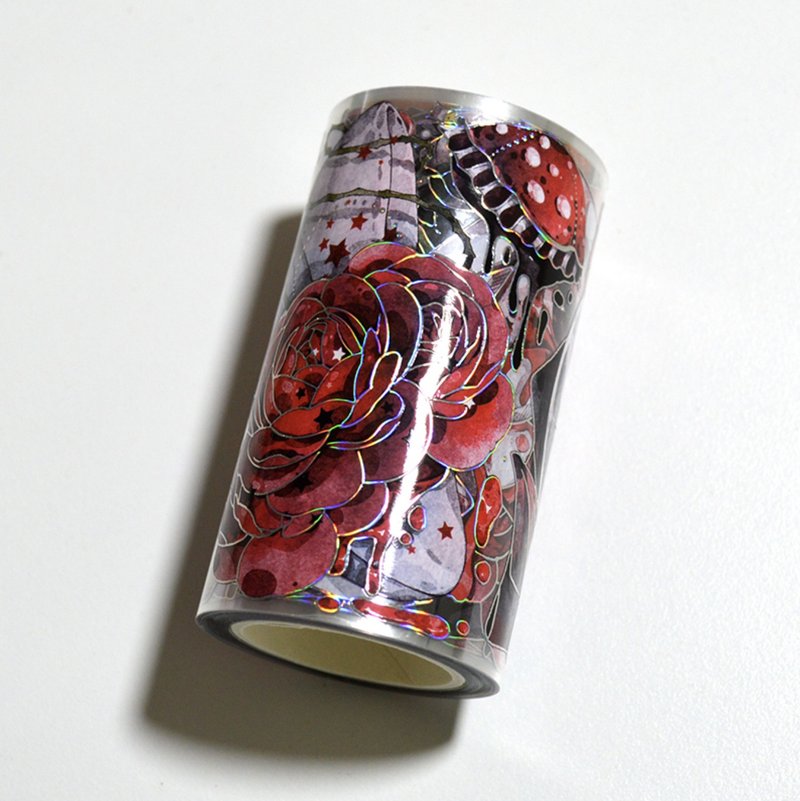 暗黑玫瑰 (復刻再版) PET 纸胶带 鐳射銀 特殊工藝 - 纸胶带 - 塑料 红色