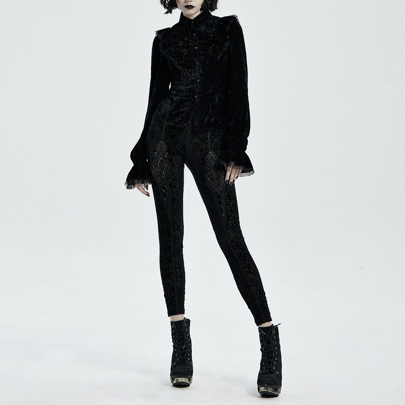 哥德降神会烧花古典长裤 - 女装长裤 - 其他材质 黑色