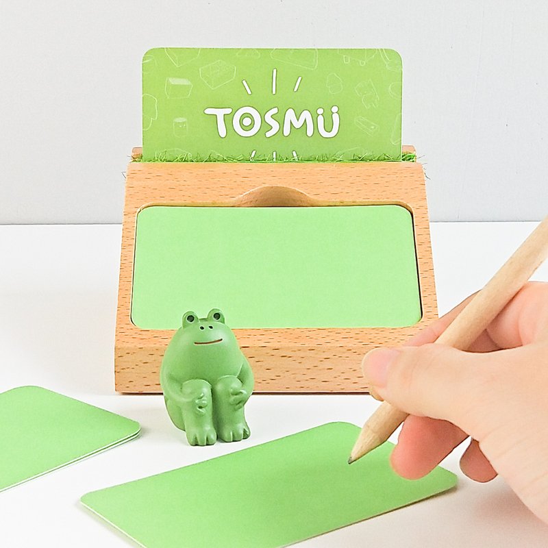 小草槽名片座 架 办公桌 期末赠品 MEMO 定制 主管礼物 男生生日 - 卡片/明信片 - 木头 多色