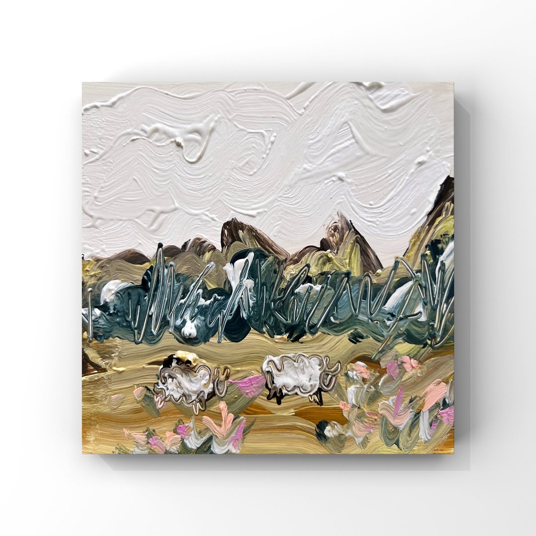 印象派田园风景画羊群吃草油画高地丘陵 - 海报/装饰画/版画 - 其他材质 多色