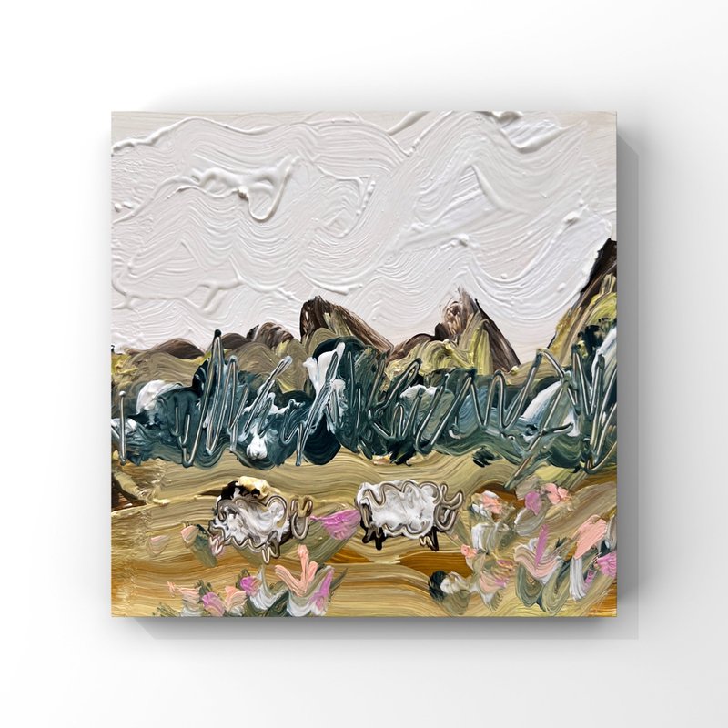印象派田园风景画羊群吃草油画高地丘陵 - 海报/装饰画/版画 - 其他材质 多色