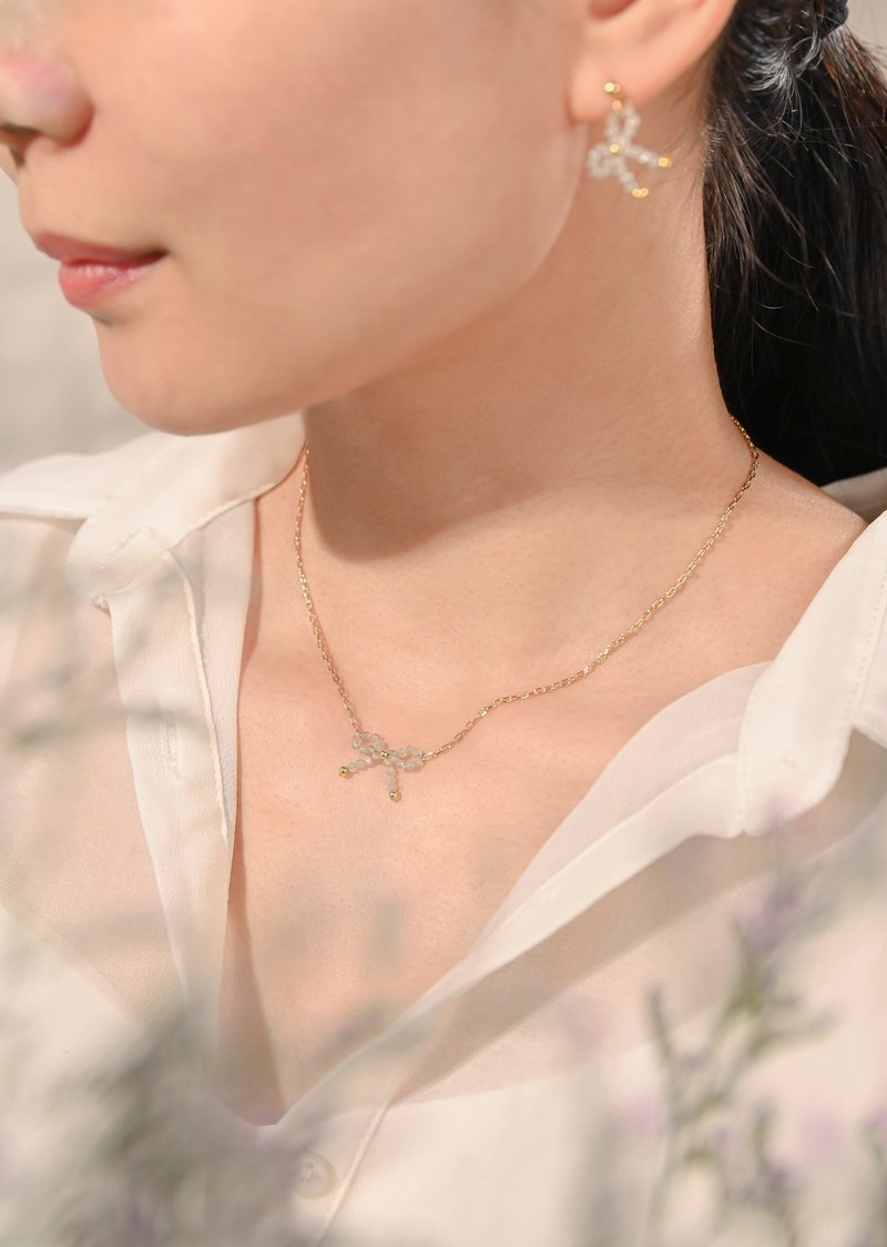 蝴蝶结纯银项链 / 拉长石 / JIEGEM   姊的珠宝 - 项链 - 半宝石 灰色