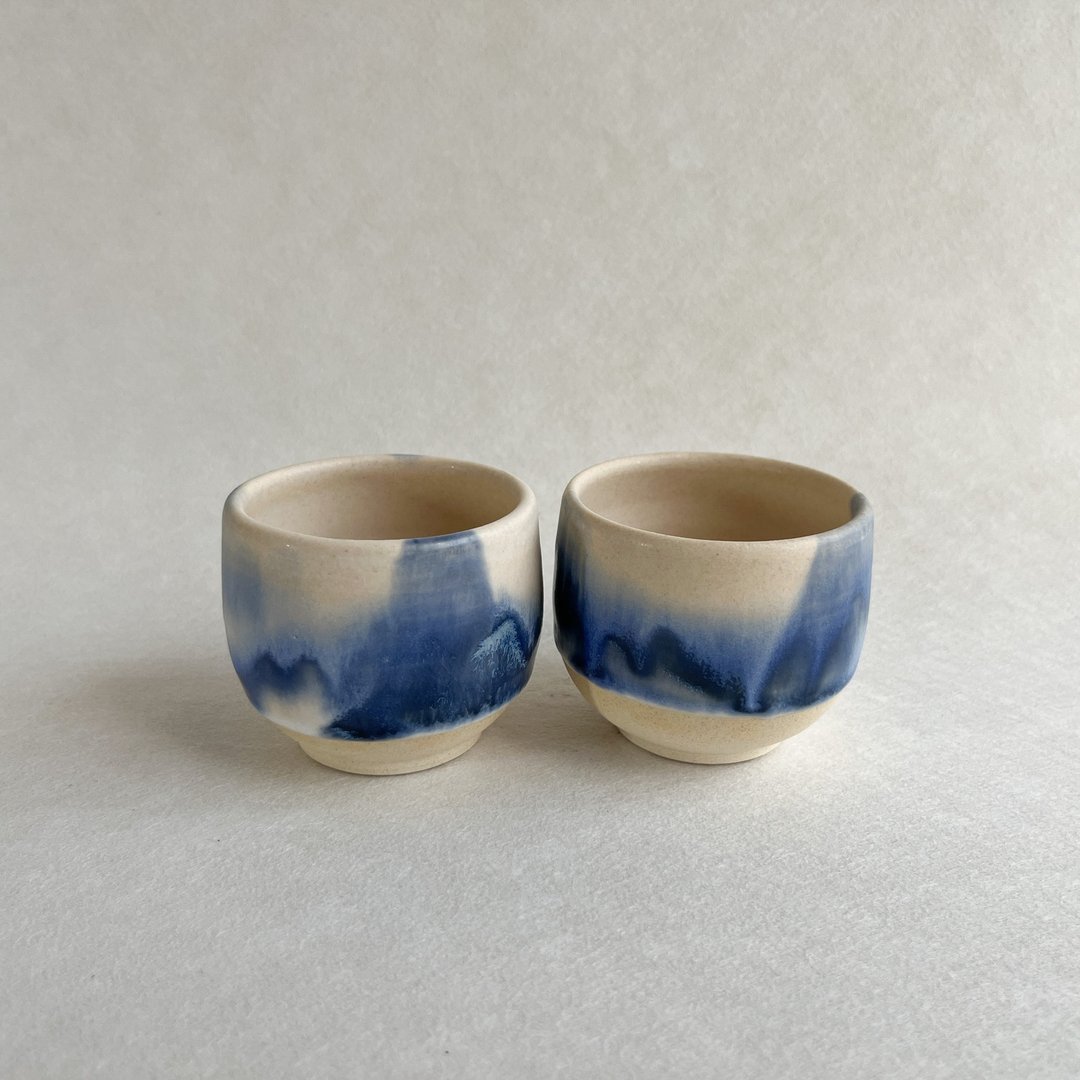 潮汐。手工陶杯两入组 茶杯 酒杯 汤吞 茶具 陶艺 陶器 礼物 - 茶具/茶杯 - 陶 多色