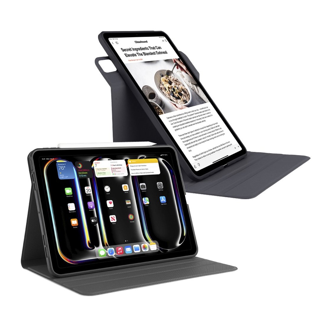 Pipetto iPad Pro 11寸/13寸(2025)Rotating Folio可旋转侧翻皮套 - 平板/电脑保护壳 - 塑料 黑色
