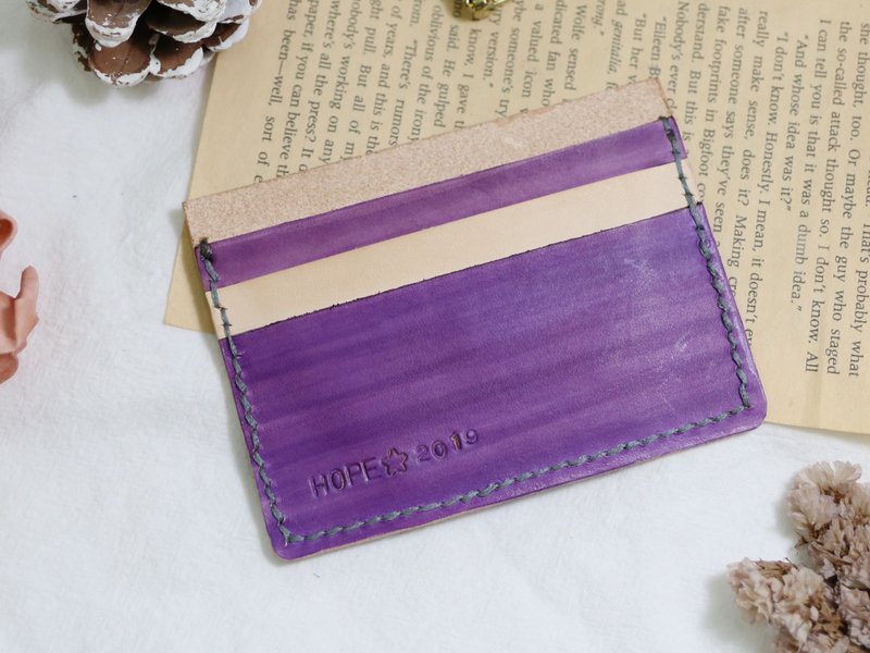 轻薄多层皮革卡套/定制礼物/免费刻字 - 名片夹/名片盒 - 真皮 咖啡色