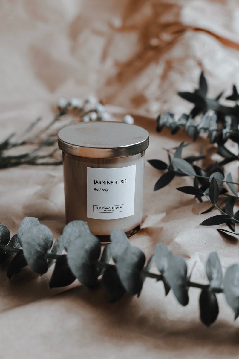 茉莉鸢尾花蜡烛 114g - 蜡烛/烛台 - 玻璃 卡其色