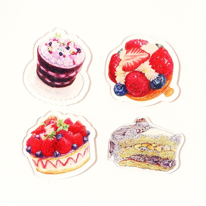 【蛋糕系列】手绘美食压克力磁铁/冰箱贴/强力磁铁 - 冰箱贴/磁贴 - 塑料 红色