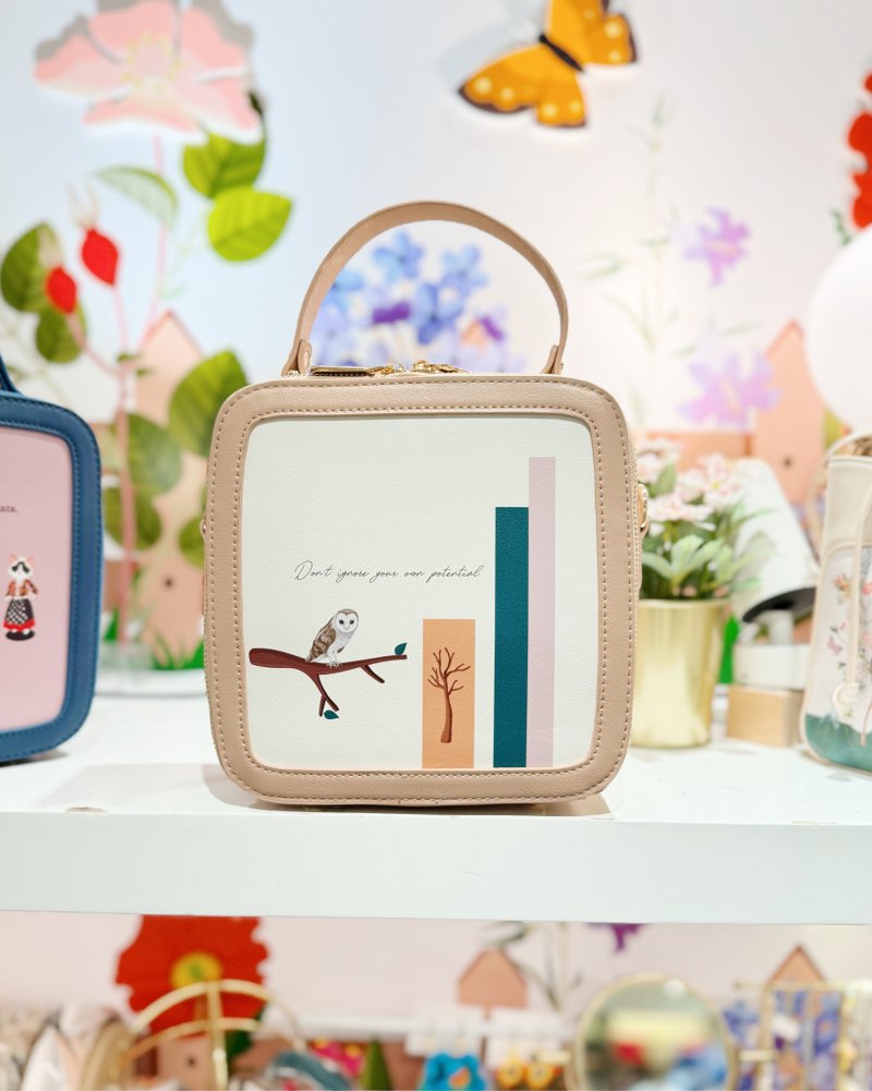 SHUKI 猫头鹰印花方形斜背袋 - 侧背包/斜挎包 - 其他人造纤维 白色