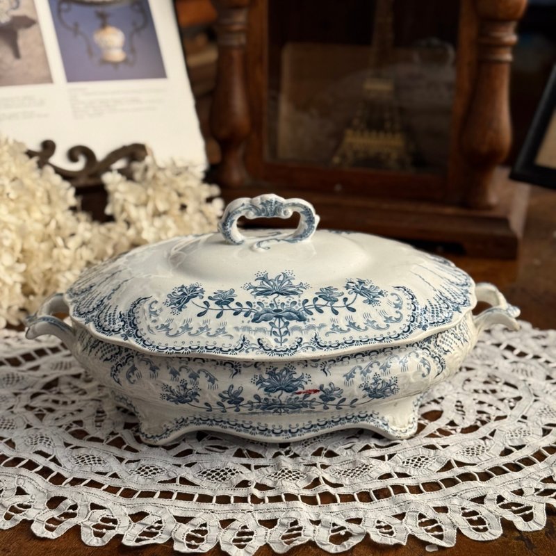 50383-迷人法国古董Lunéville K&G Champêtre田园风格 系列汤盅 - 盘子/餐盘/盘架 - 瓷 透明