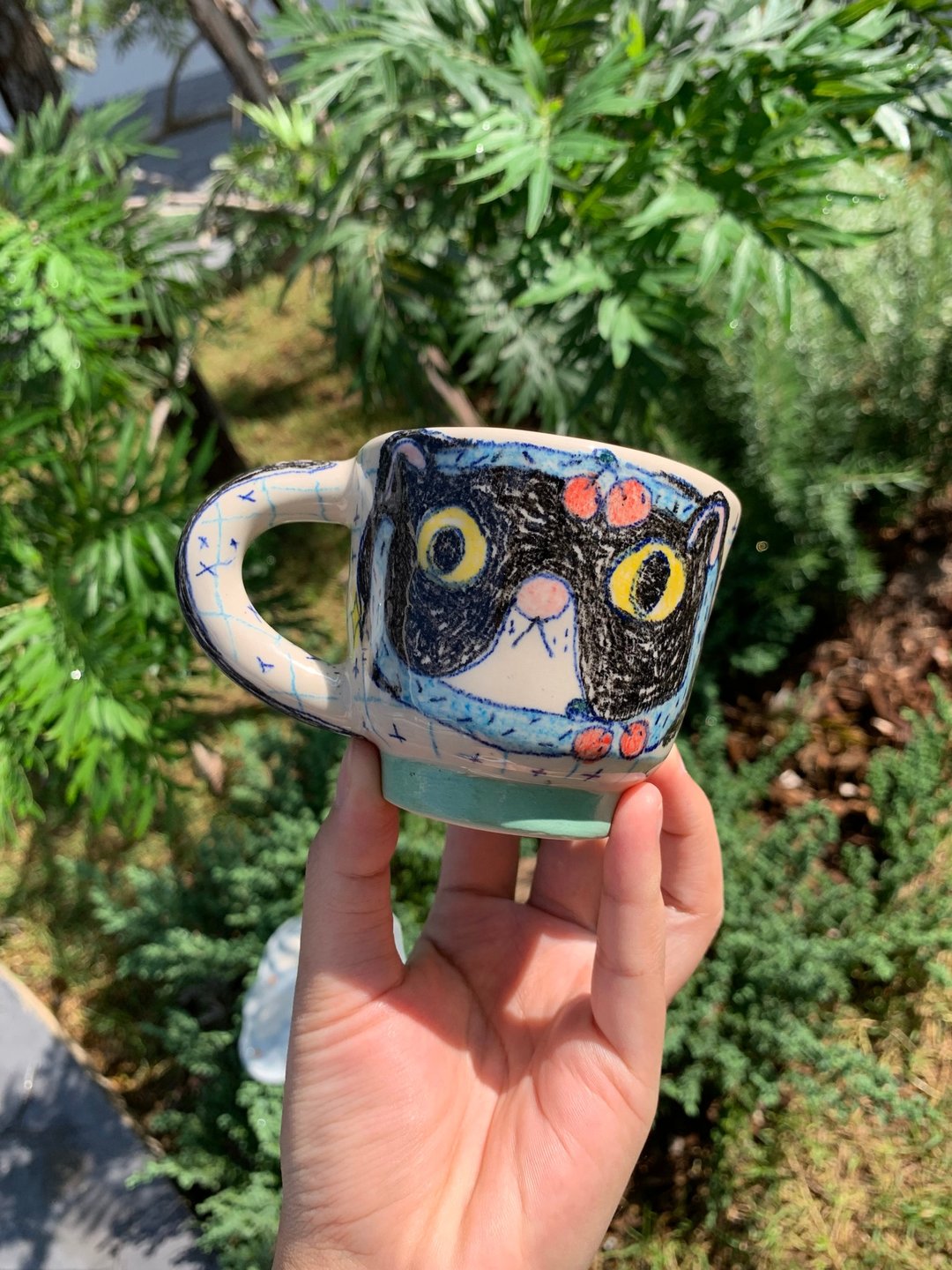 咖啡杯陶瓷猫 - 花瓶/陶器 - 陶 多色
