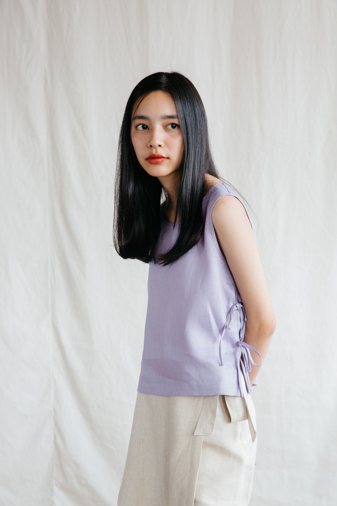 Tie Side Camisole Top in Lavender - 女装背心 - 棉 紫色