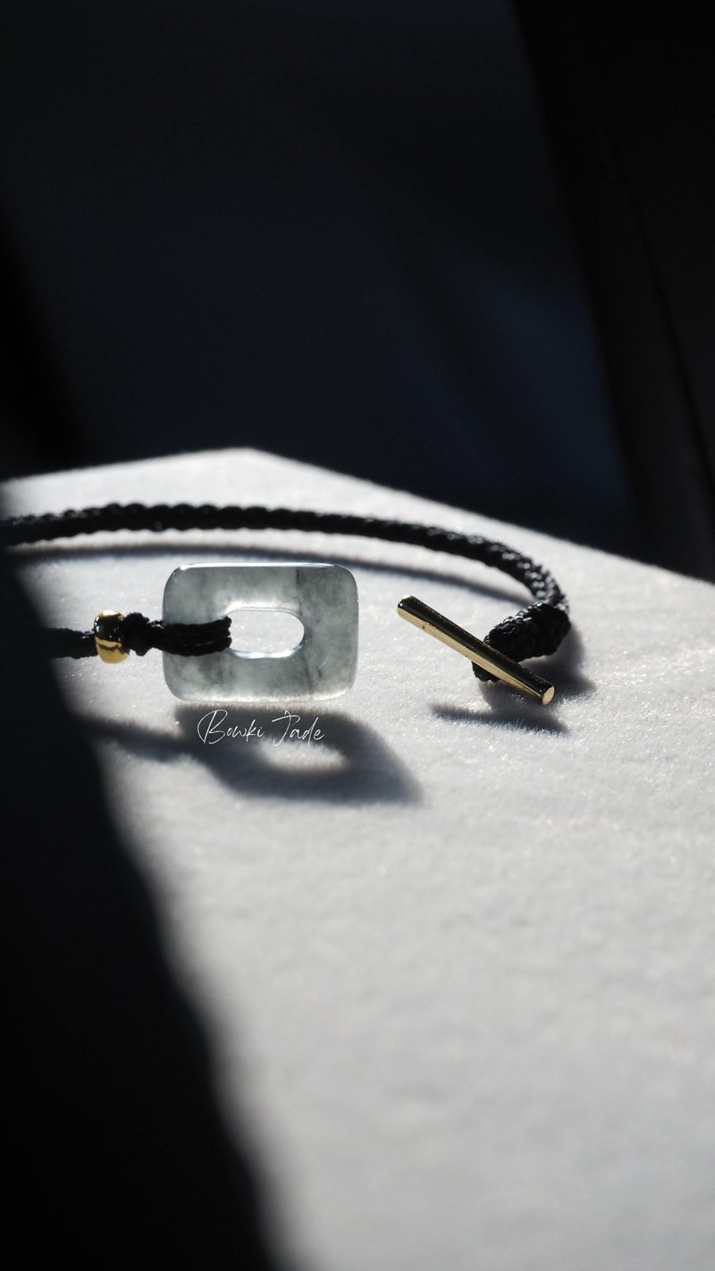 宝淇 -  乌鸡方扣手绳(原创) - 天然A货翡翠 - 手链/手环 - 玉石 黑色