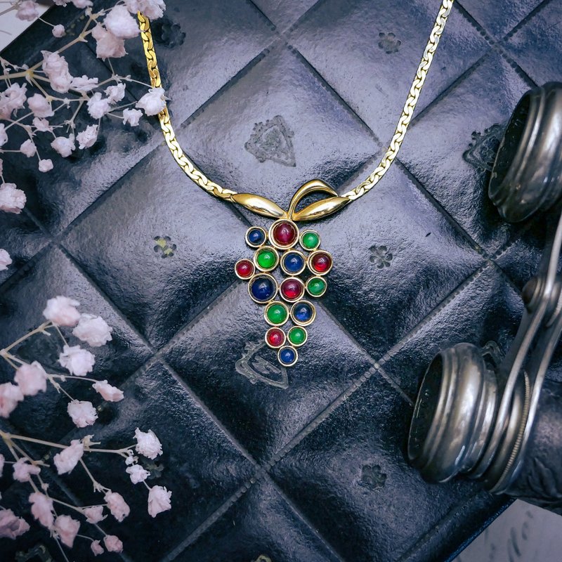 Nina Ricci 彩色琉璃葡萄项链—欧美古董首饰 Vintage Jewelry - 项链 - 其他金属 多色