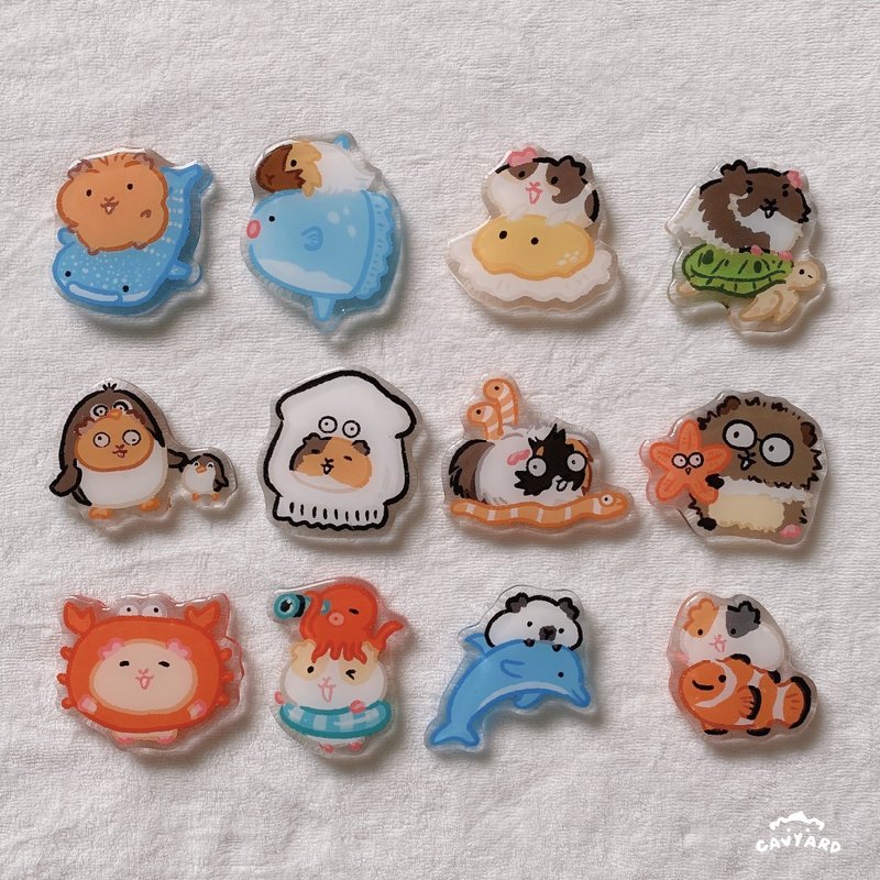 海洋生物强力磁铁 天竺鼠 - 冰箱贴/磁贴 - 压克力 