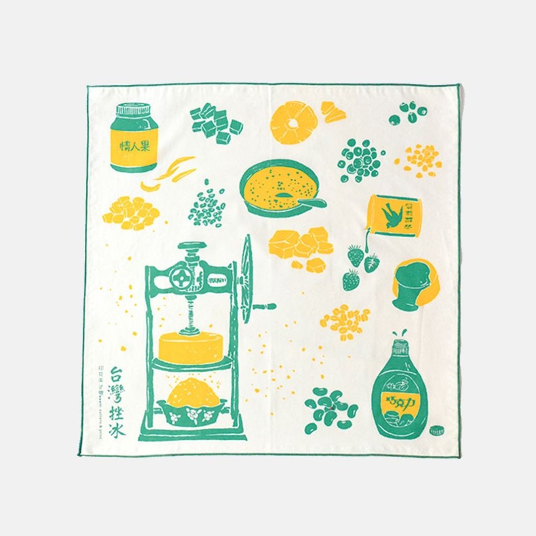 包布巾/台湾锉冰/古早绿 - 手帕/方巾 - 棉 