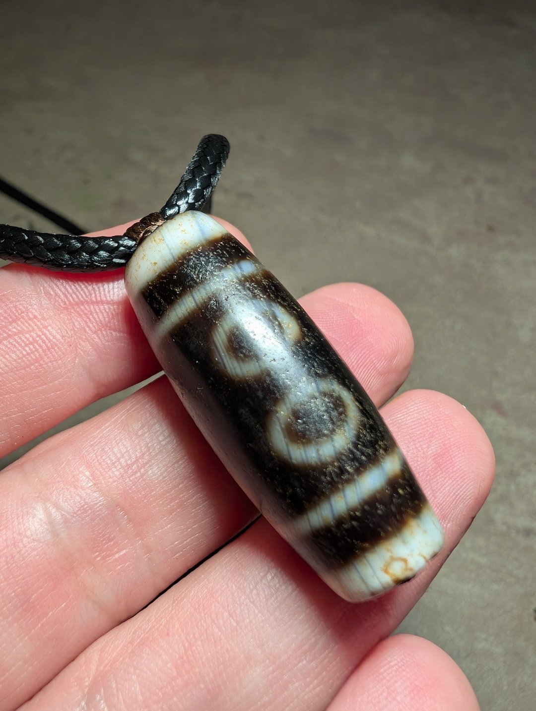 5眼天珠吊坠项链天然西藏真品玛瑙护身符 - 项链 - 宝石 咖啡色