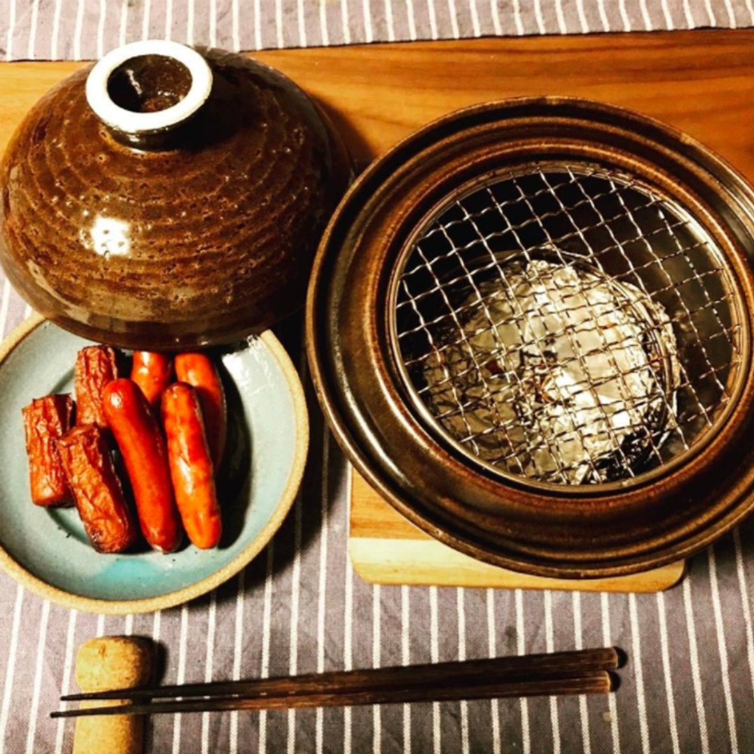 日本长谷园伊贺烧 烟熏调理锅(大) - 锅具/烤盘 - 陶 咖啡色