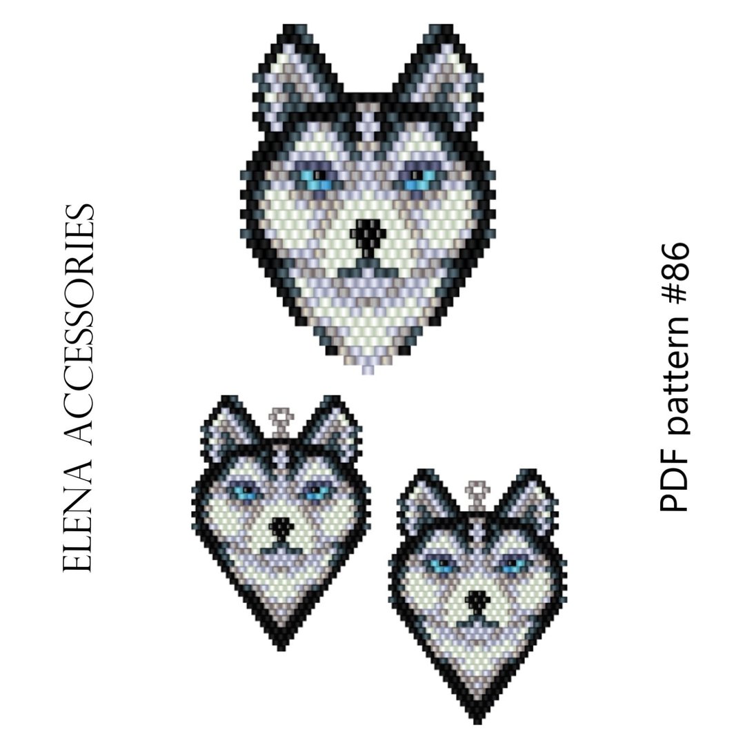 Beaded Husky Brick Stitch PDF pattern for miyuki delica 11/0 seed beads - 其他数码商品 - 其他材质 