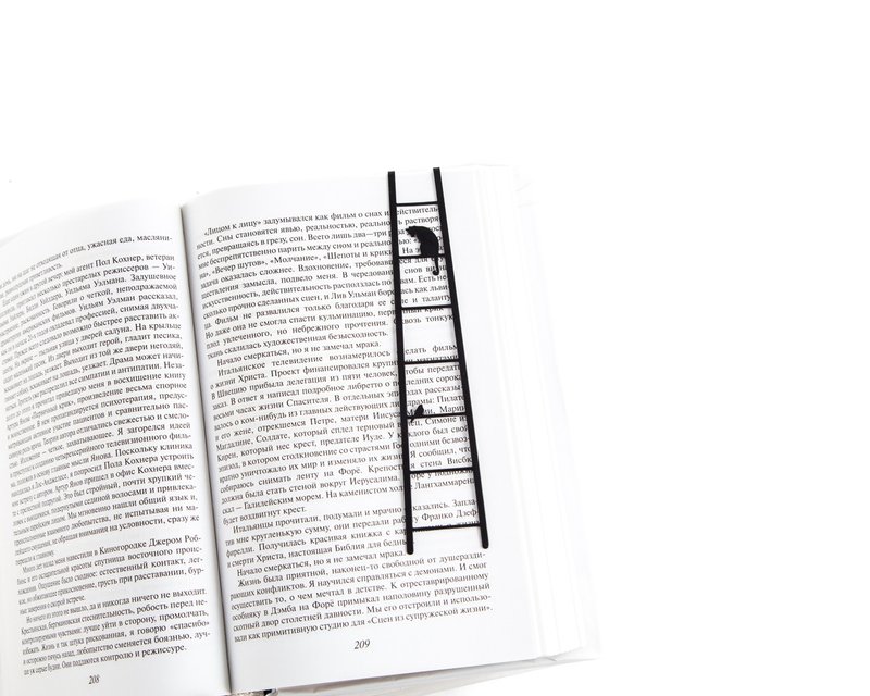 Cat and bird Bookmark. Metal design bookmark. Gift for book lover. Free shipping - 书签 - 其他金属 黑色