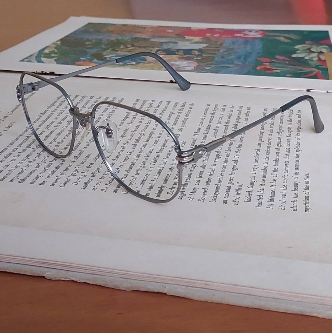 VINTAGE绝版老品全新古董眼镜 钛合金 亮灰银 镶嵌金色图腾 - 眼镜/眼镜框 - 其他金属 