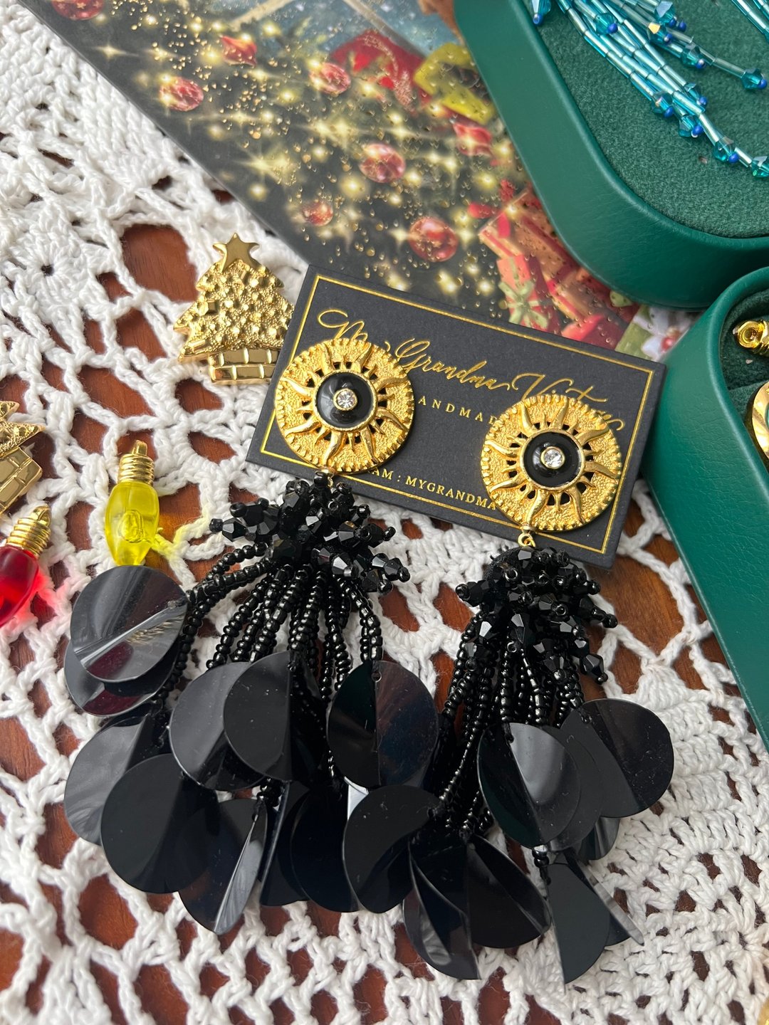 独家货品  复古感 流苏耳环 圣诞礼物 - 耳环/耳夹 - 其他人造纤维 黑色