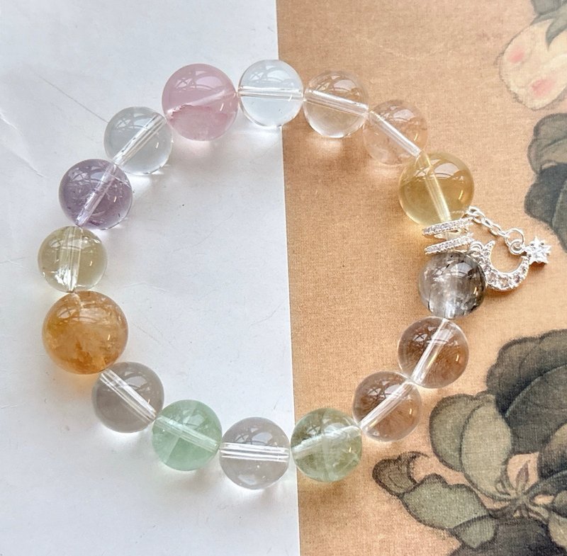天然白水晶 黑发晶 柠檬黄水晶 星光粉晶 紫水晶 黄阿赛 黄塔晶 - 手链/手环 - 水晶 