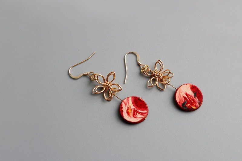 何非OPHIR HE植鞣革头层牛皮手工绘画染耳饰 复古经典 - 耳环/耳夹 - 真皮 