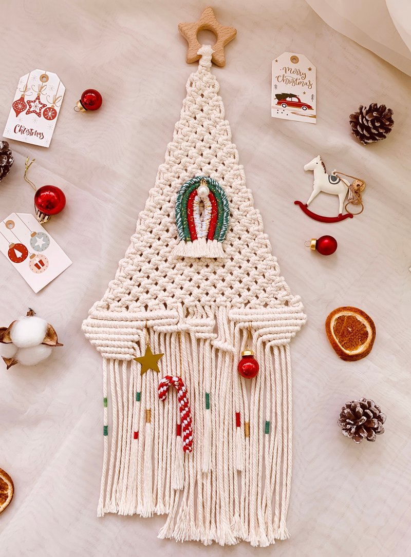 【Macrame北欧风童趣圣诞树】圣诞树首选 - 墙贴/壁贴 - 棉．麻 白色