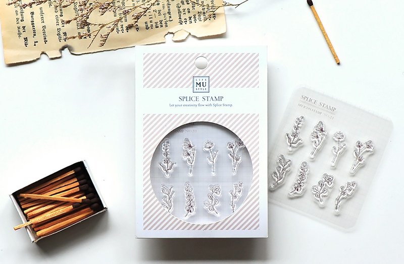 【My Icon Stamp】no.11-花草时光 | 拼贴印章 水晶印章 花草印章 - 印章/印台 - 硅胶 透明